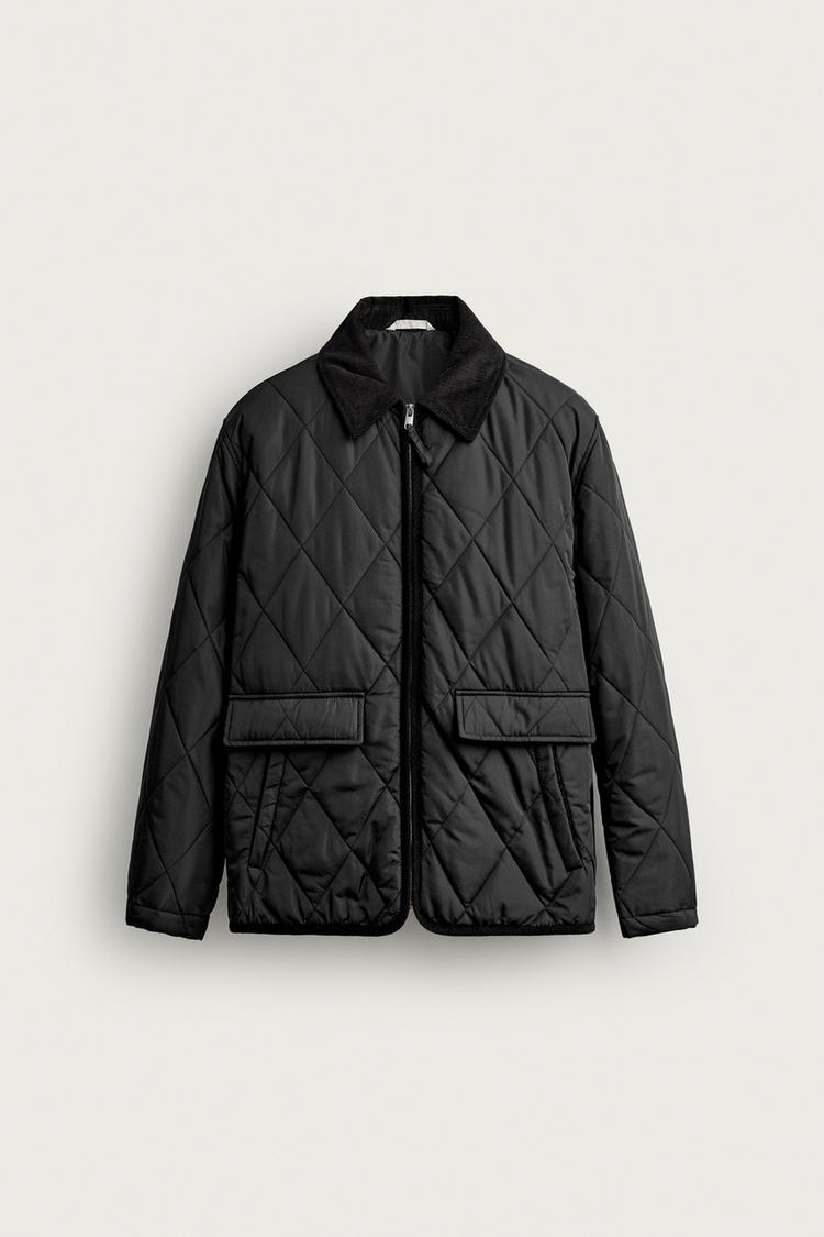 GEOMETRIC QUILTED CONTRAST JACKET