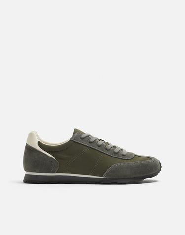 RETRO LEATHER TRAINERS - Sea green by Zara