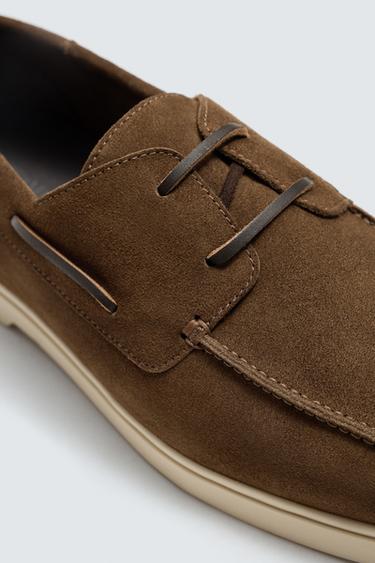 CHAUSSURES BATEAU DÉCONTRACTÉES EN CUIR - Marron de Zara - Image 2