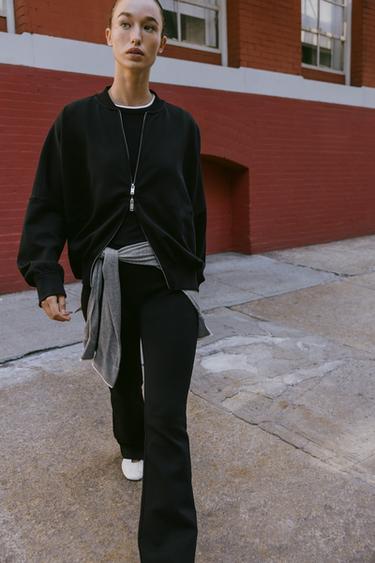 PANTALLONA INTERLOCK FLARE - E zezë nga Zara