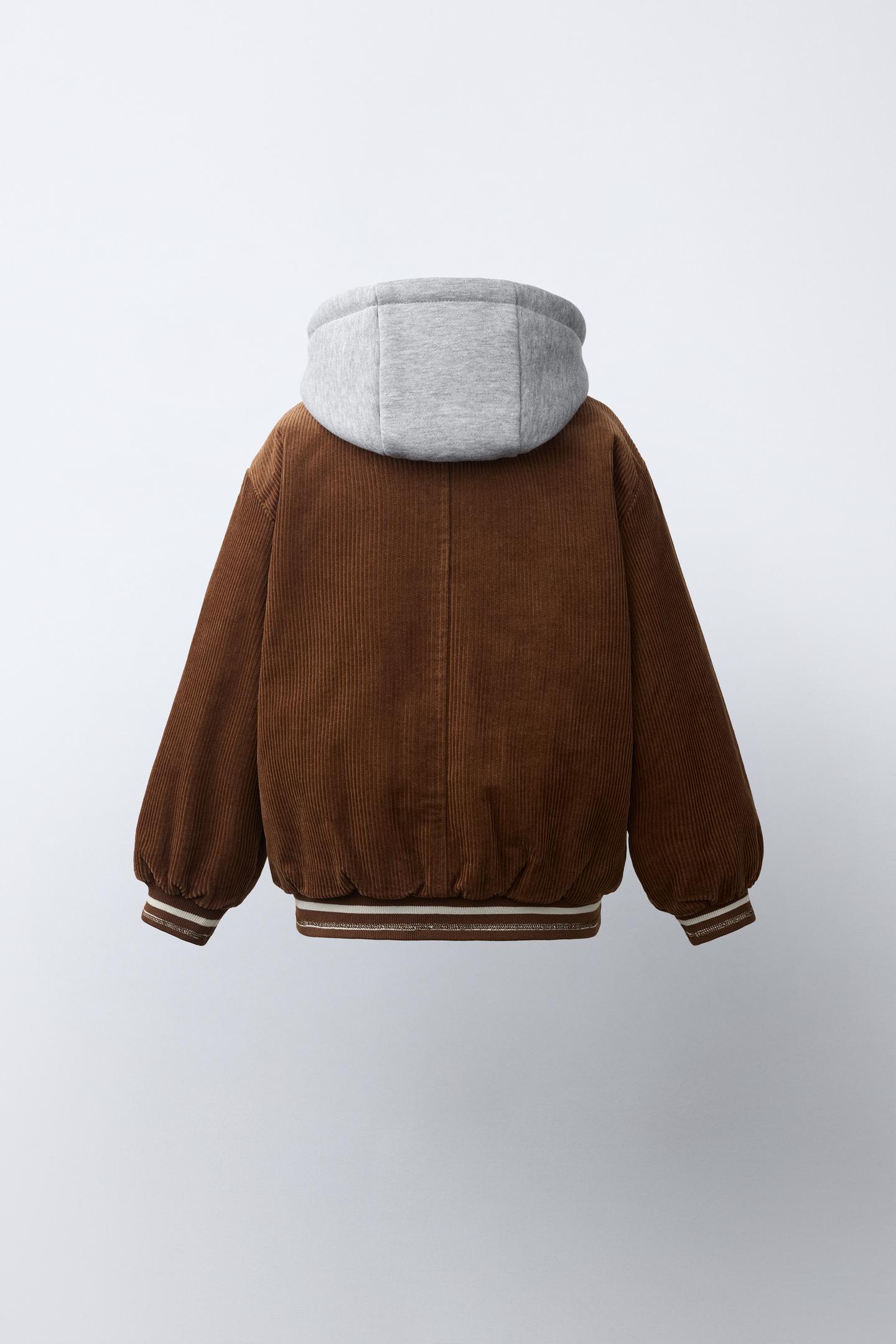 Детская куртка Zara Bomber with Detachable Hood, цвет: Коричневый — фото 5