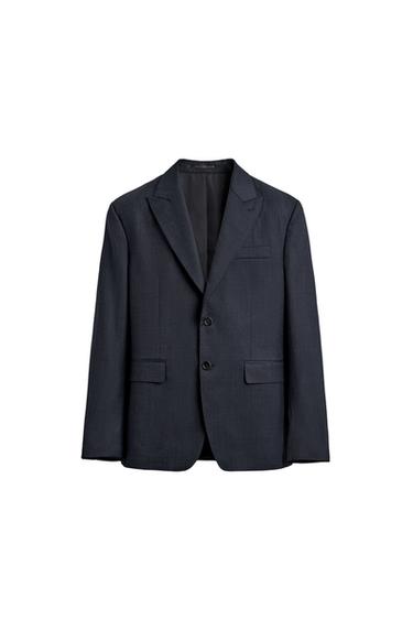 100% WOOL TEXTURED SUIT BLAZER - Navy blue by Zara