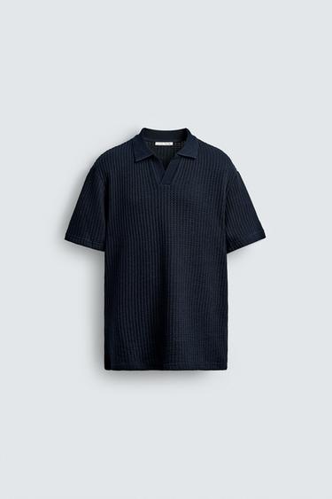პოლო მაისური სტრუქტურული - Zara-ს Navy blue
