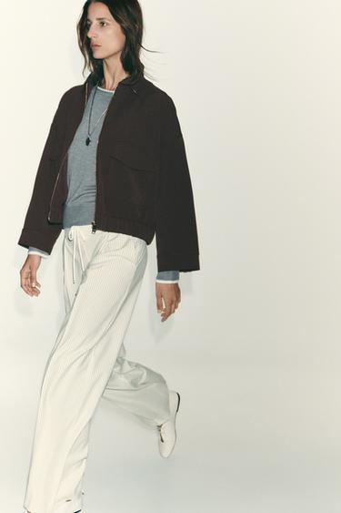 WIDE-LEG TROUSERS WITH DOUBLE WAISTBAND - striped by Zara - Image 1