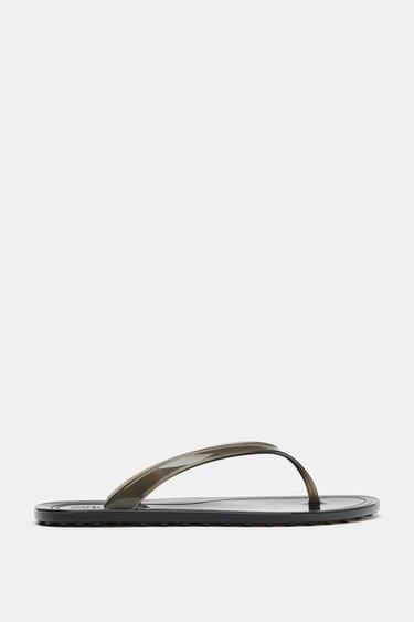 ЖЕЛЕЙНІ САНДАЛІЇ З ПЕРЕМИЧКОЮ ДЛЯ ПАЛЬЦІВ - Чорний Zara