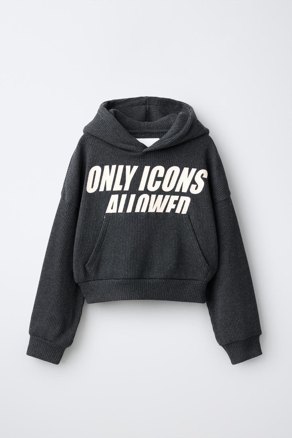 RIBBED SLOGAN HOODIE