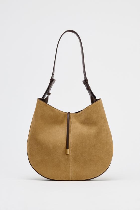 スプリットスエードショルダーバッグ - サンド/ブラウン | ZARA Japan 