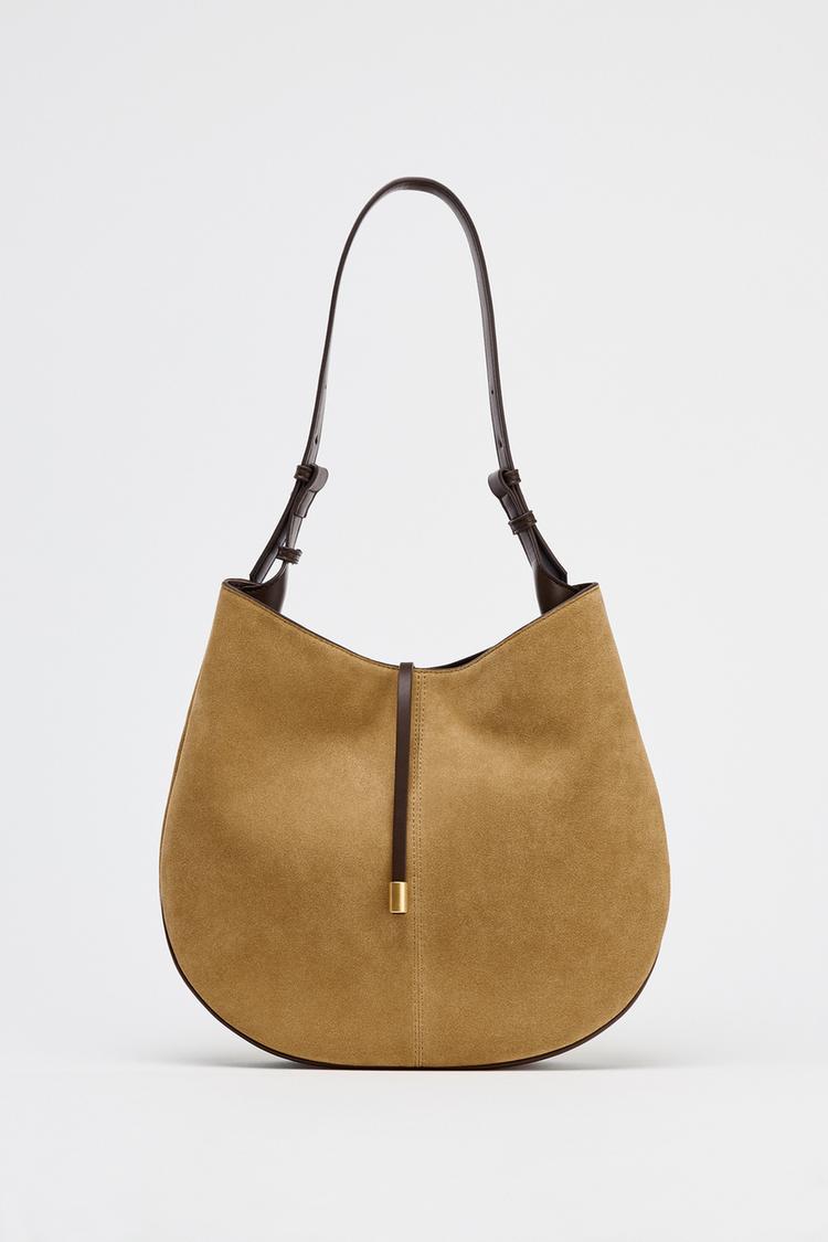 スプリットスエードショルダーバッグ - サンド/ブラウン | ZARA Japan 