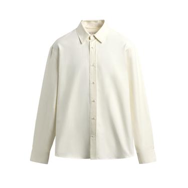 REGULAR FIT COTTON-SILK SHIRT - Oyster-white by Zara