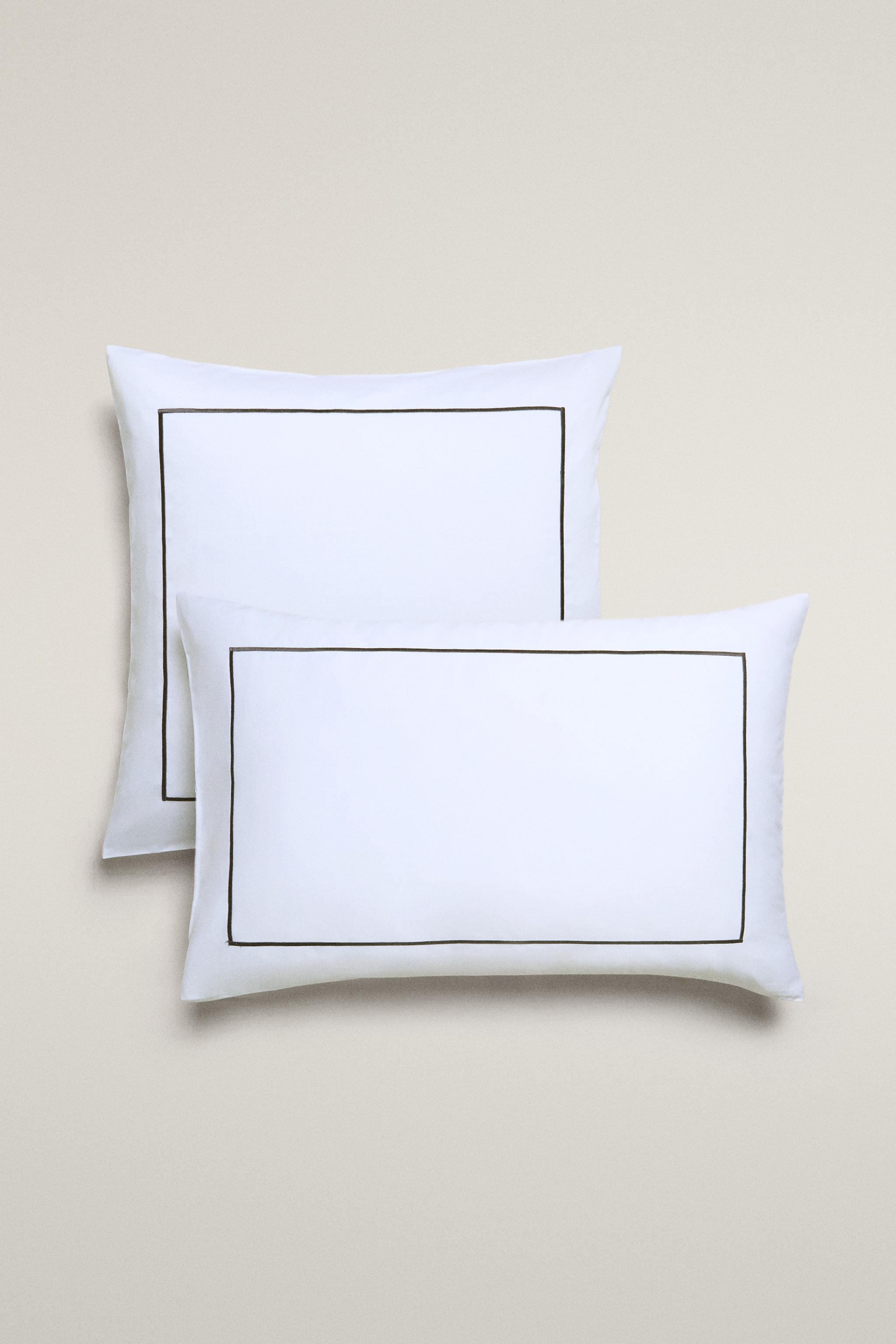 SATEEN PILLOWCASE WITH TRIM — MIDNIGHT BLUE