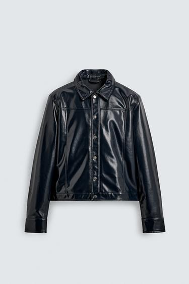 VINYL EFFECT OVERSHIRT - Dark navy by Zara