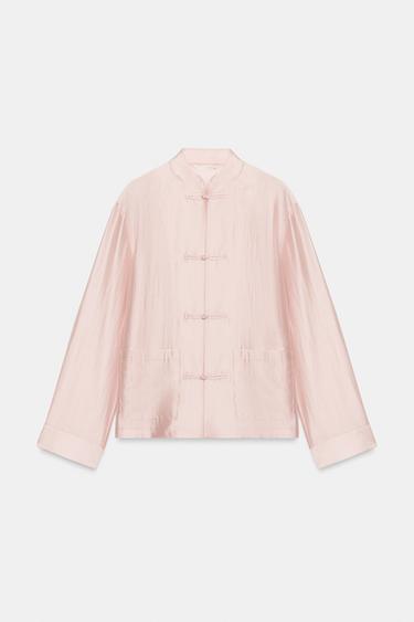 ÁO SƠ MI SATIN CÀI KHUY ALAMARES ZW COLLECTION - Màu hồng pastel từ Zara