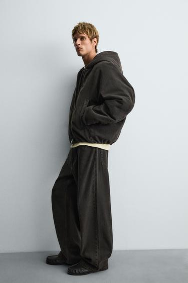 VESTE EN DENIM MATELASSÉ À CAPUCHE - Marron de Zara - Image 4