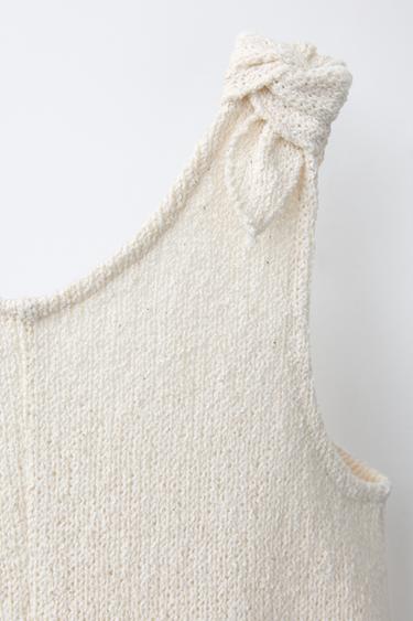 KNITTED PLAYSUIT WITH BOWS - Ecru by Zara - Image 2