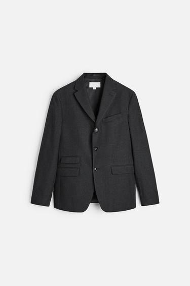 100% WOOL SUIT BLAZER - Anthracite grey by Zara