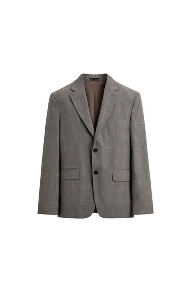 Zara PLAID SUIT BLAZER - Brown