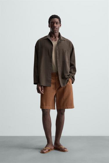 Zara OVERSIZED FIT SHIRT - Chocolate
