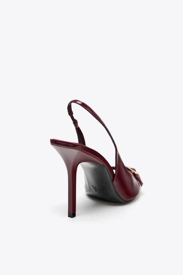 SANDALES À TALONS EFFET VERNI - Bordeaux de Zara - Image 3