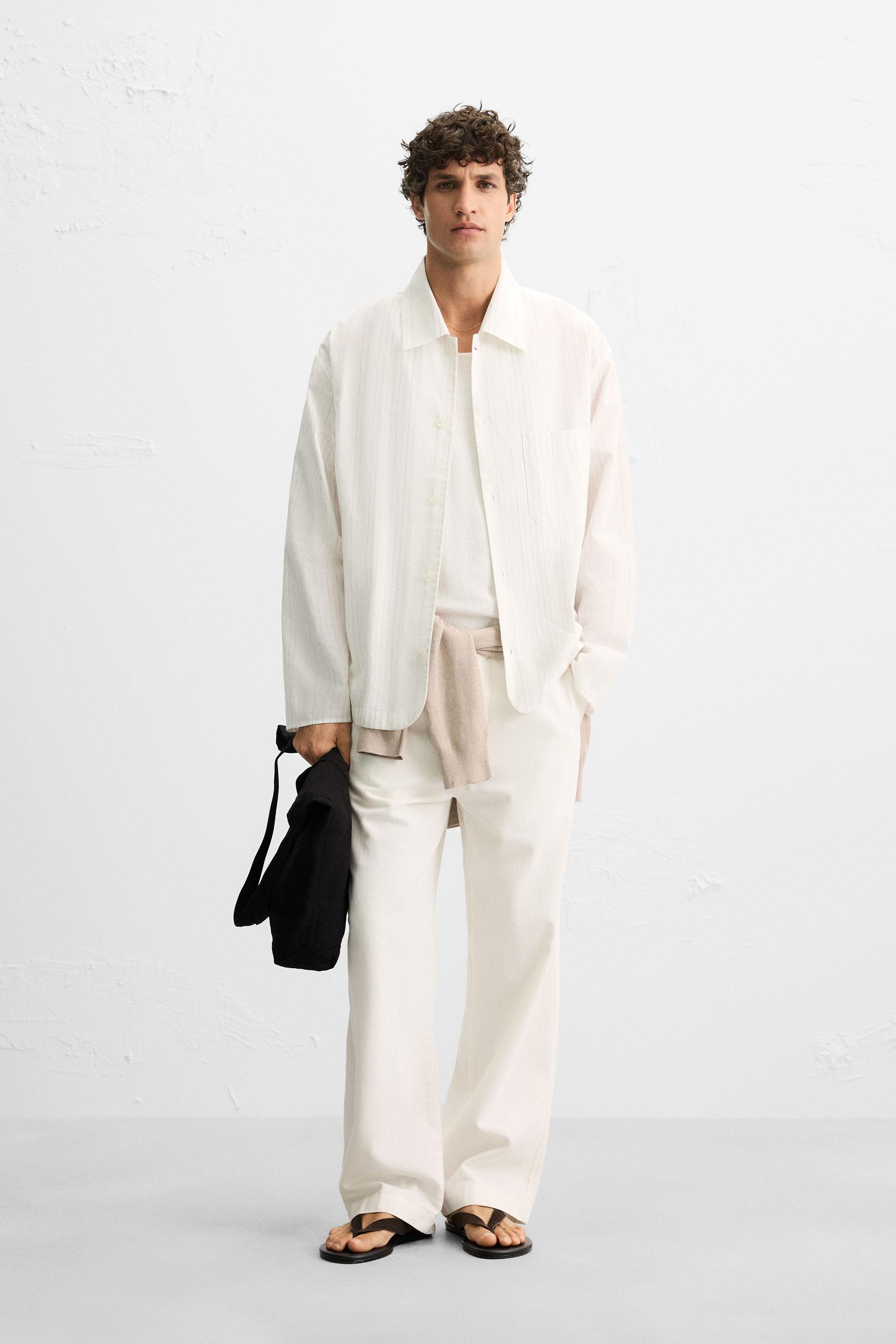 TEXTURED WEAVE STRIPED SHIRT - White | ZARA United States