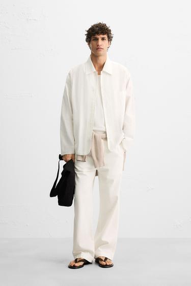 CAMISA ESTRUCTURA RAYAS - Blanco de Zara - Imagen 0