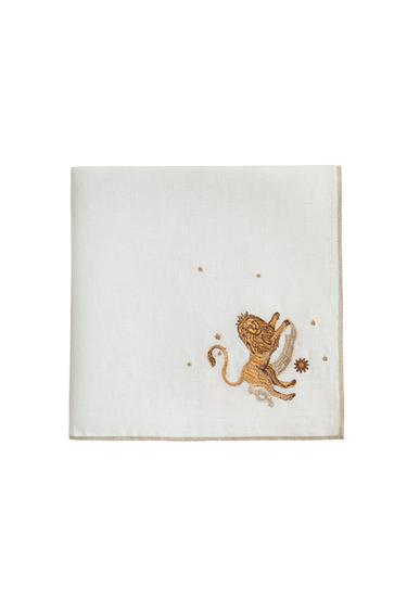 TOVAGLIOLO LINO RICAMATO LEO | MARISA BERENSON - Écru di Zara