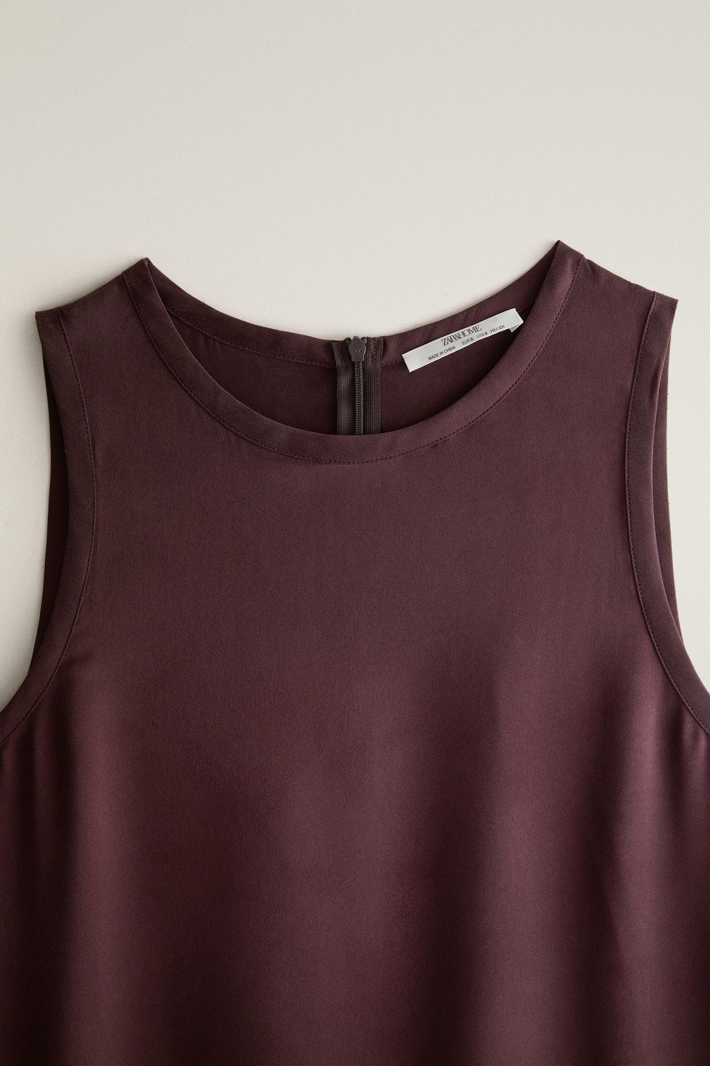 Женский топ Zara Mulberry Silk Top, цвет: Бордовый — фото 2