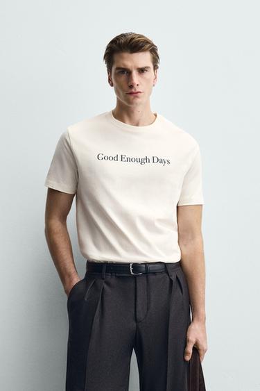 T-SHIRT À INSCRIPTION IMPRIMÉE - Écru de Zara