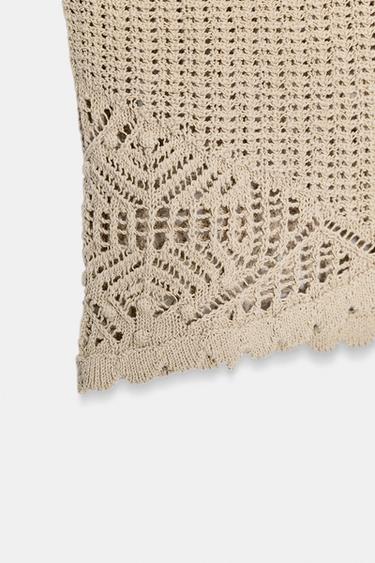 POINTELLE KNIT STRAPPY TOP - camel by Zara - Image 7