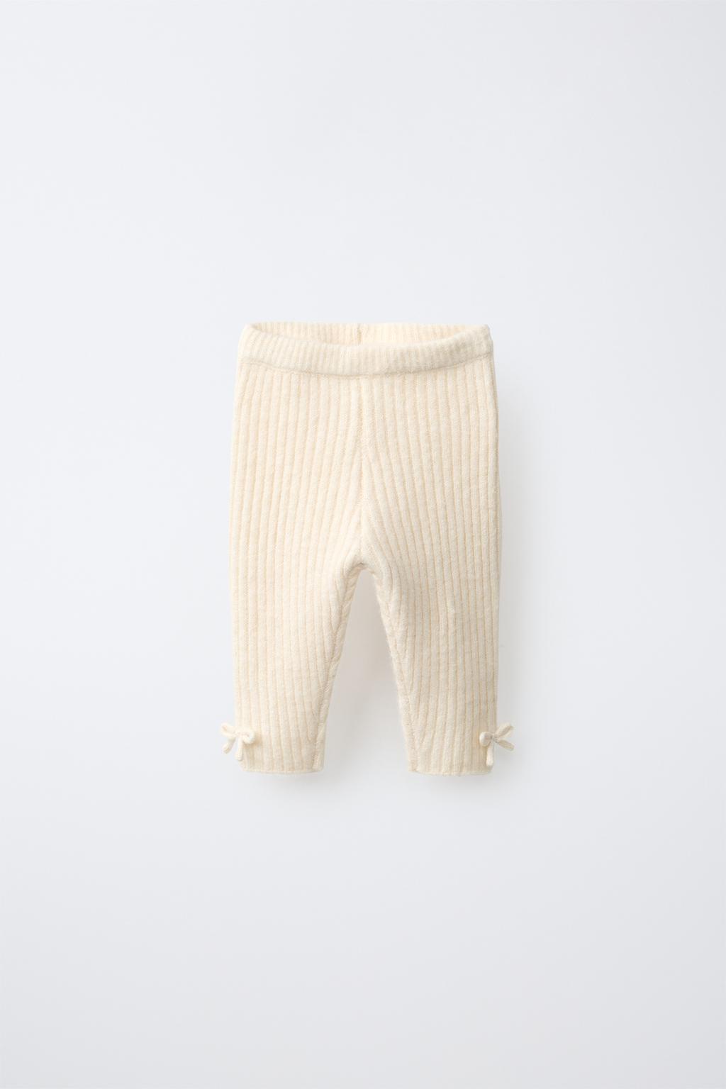 RIBBED KNIT LEGGINGS WITH BOWS