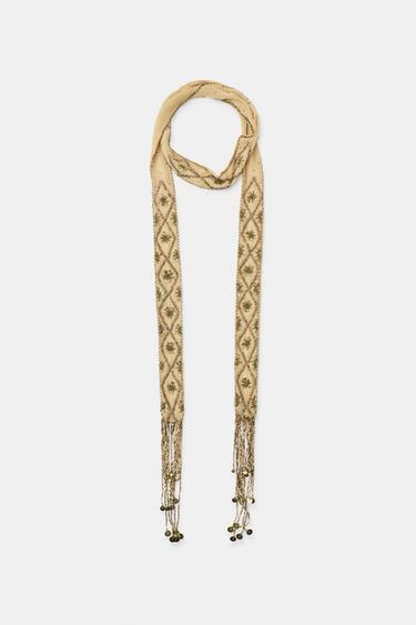 FOULARD BANDANA À FRANGES ET FANTAISIE - Doré de Zara - Image 1