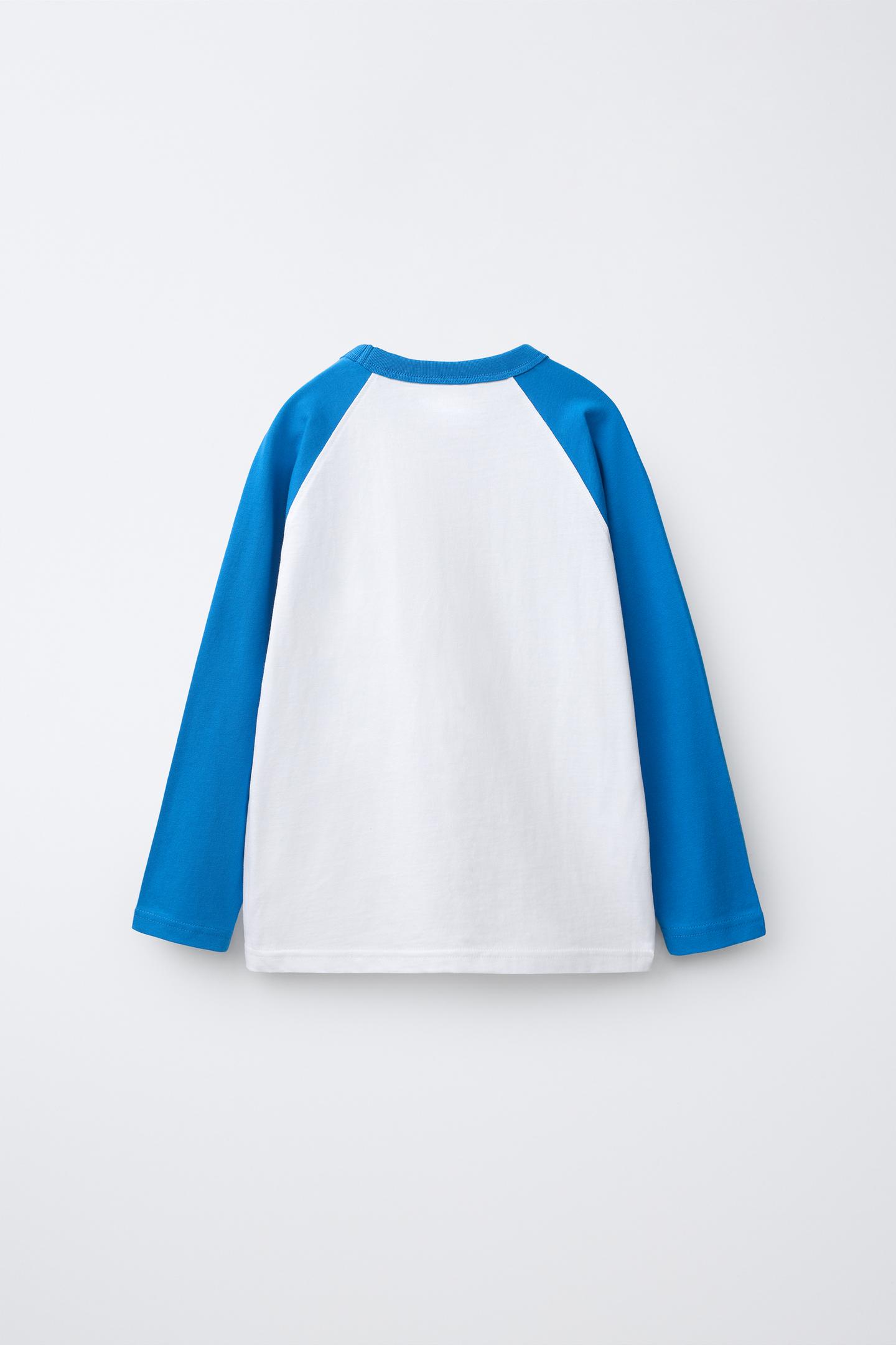 Детская футболка Zara Long Sleeve Raglan, цвет: Голубоватый — фото 3
