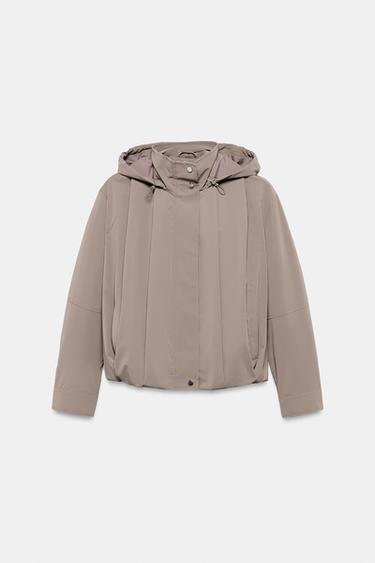 RUBBERISED HOODED JACKET - Mink by Zara