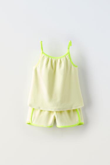 Zara TERRYCLOTH TOP AND SHORTS MATCHING SET - Yellow - Image 0