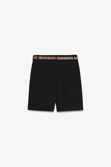 BERMUDA SHORTS WITH DARTS AND BELT - Black by Zara - Image 6