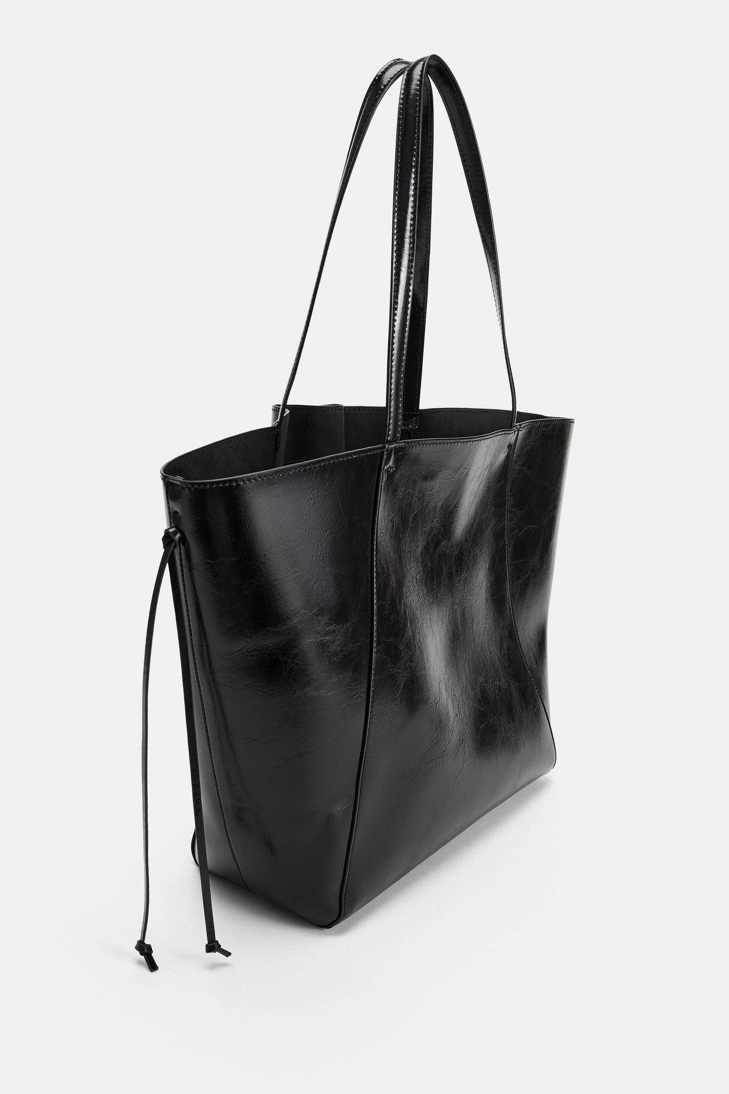 Женская сумка Zara Ruched Shopper, цвет: Чёрный — фото 4