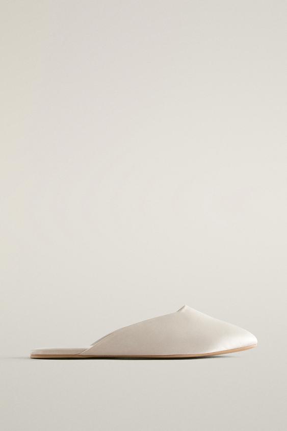 Zara SATEEN MULES - Beige - Image 0