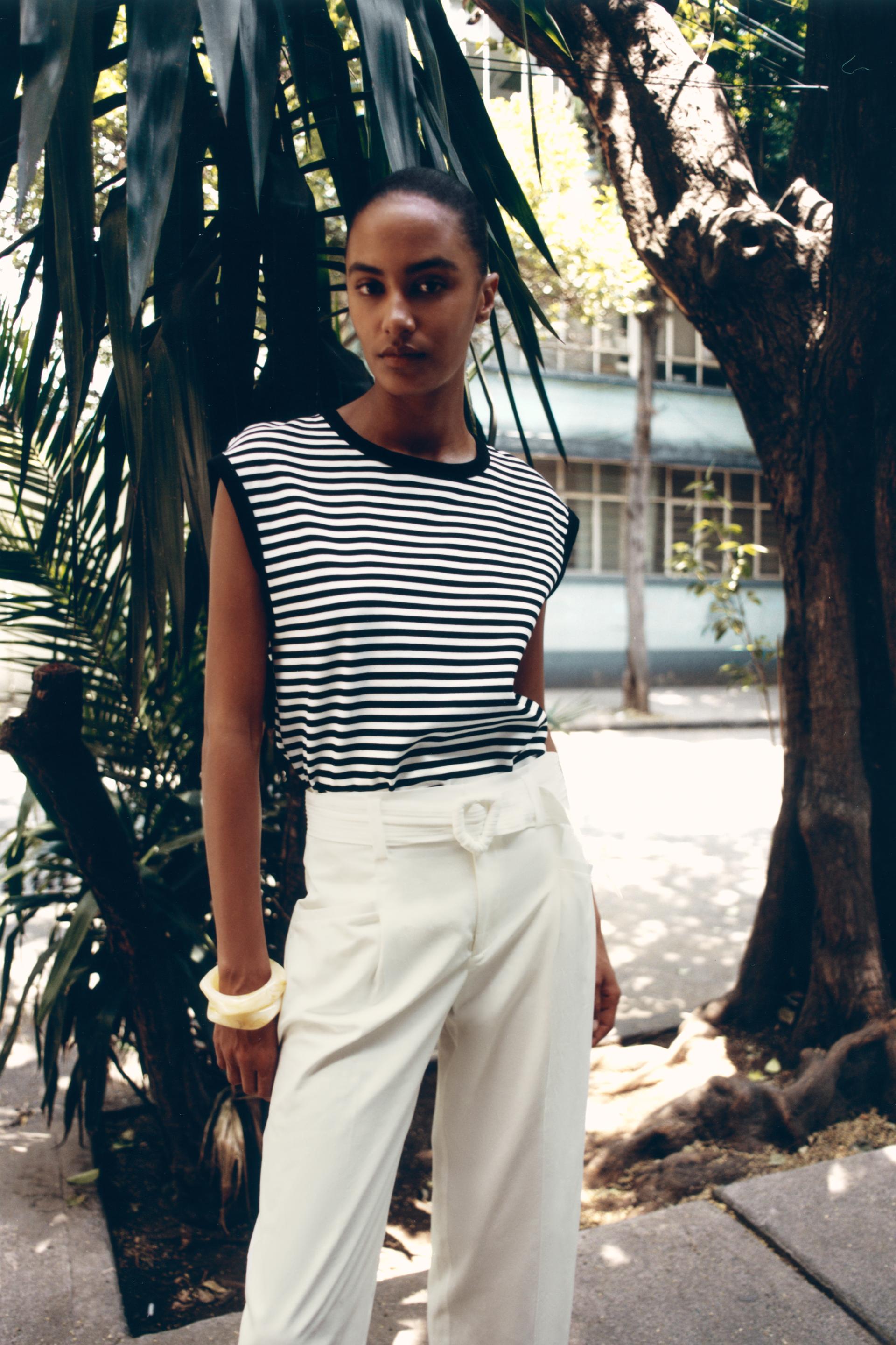 STRIPED T-SHIRT - Black / White | ZARA Ireland