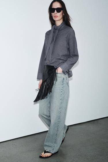 قميص مربعات مع وشاح ZW COLLECTION - بحري الخاص بـ Zara