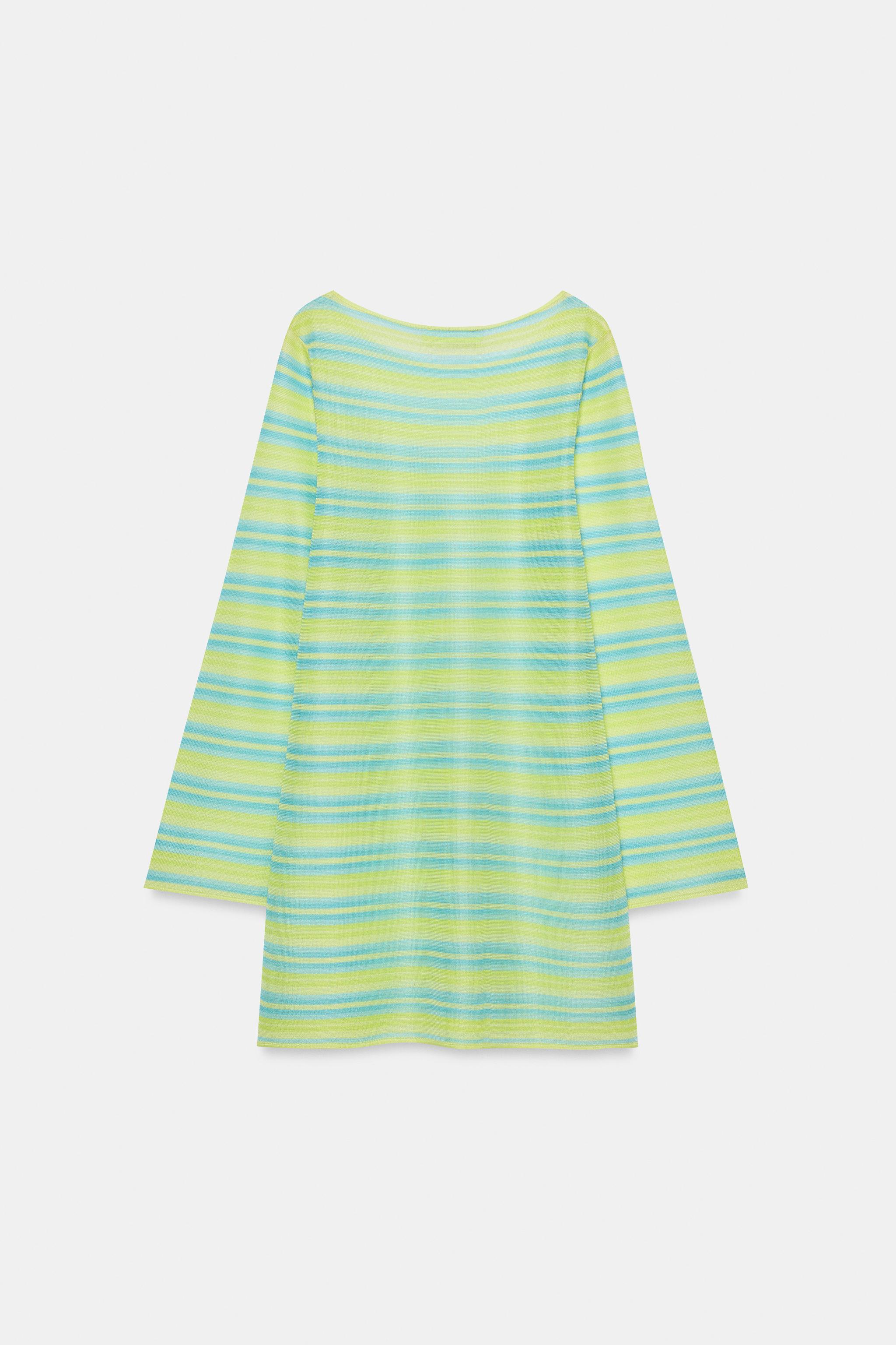 STRIPED KNIT MINI DRESS - Green | ZARA United States STRIPED KNIT MINI DRESS - Green | ZARA United States