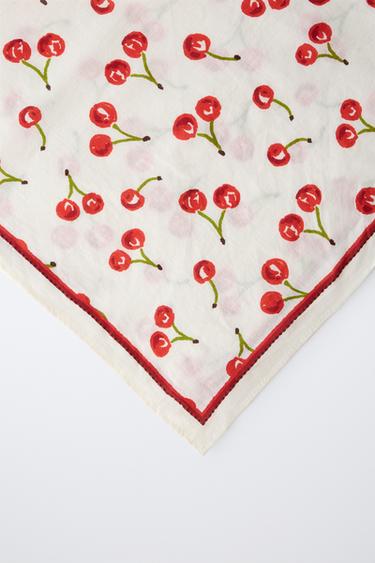 SQUARE CHERRY BANDANA - Red by Zara - Image 2