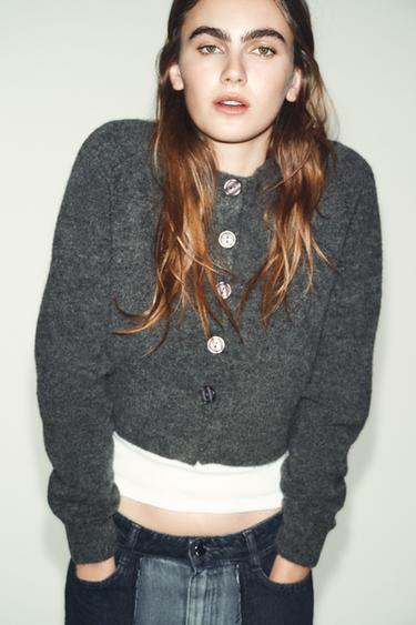 SOFT KNIT CARDIGAN - Mid-grey by Zara