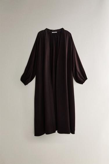 BROWN SILK DRESSING GOWN - Dark brown by Zara - Image 0