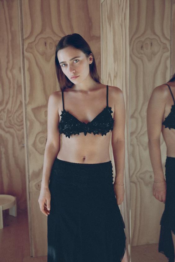 EMBOSSED FLORAL BEADED BRALETTE from Zara - $89.90