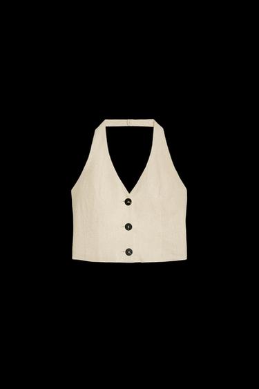 HALTER-TOP AUS LEINEN - Hellbeige von Zara - Bild 0
