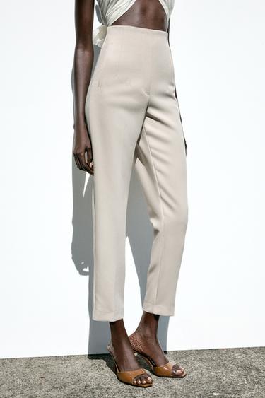 HIGH-WAIST TROUSERS - Oyster-white by Zara - Image 1