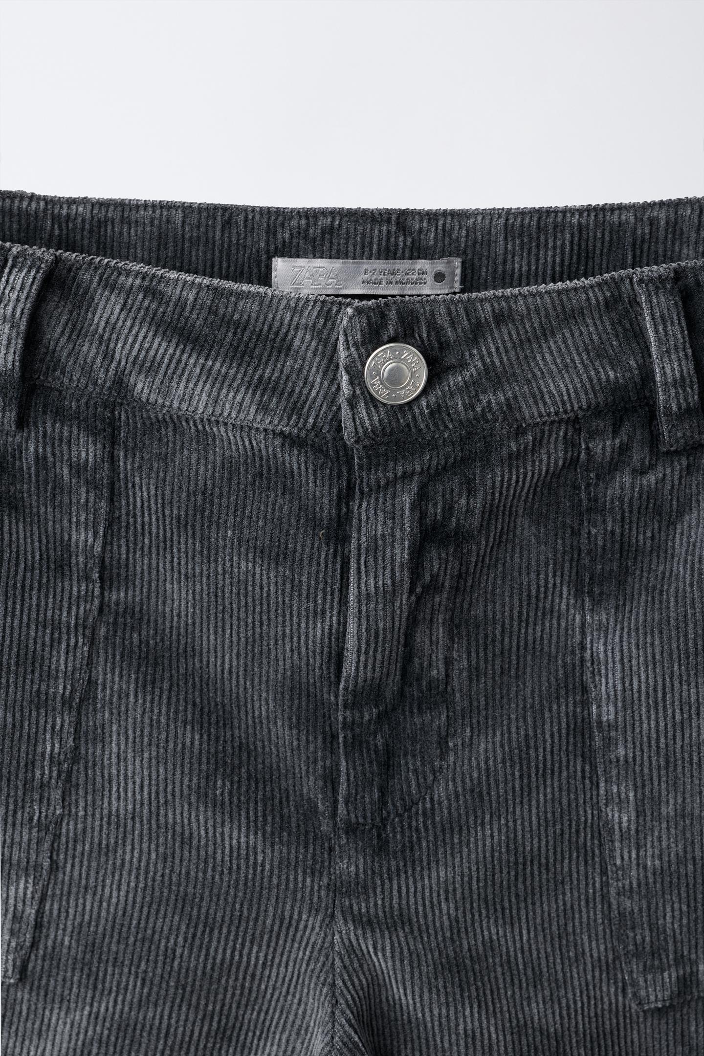 Детские юбки Zara Long Corduroy Cargo Bermudas, цвет: Серый — фото 3