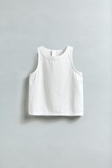 Zara SLEEVELESS ZIP TOP - White