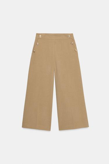Zara BUTTONED CULOTTES - taupe brown