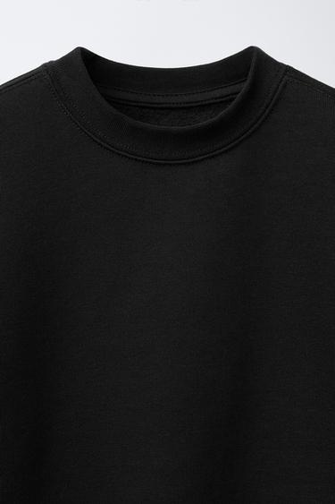 BASIC SWEATSHIRT WITH SLOGAN - Black by Zara - Image 2