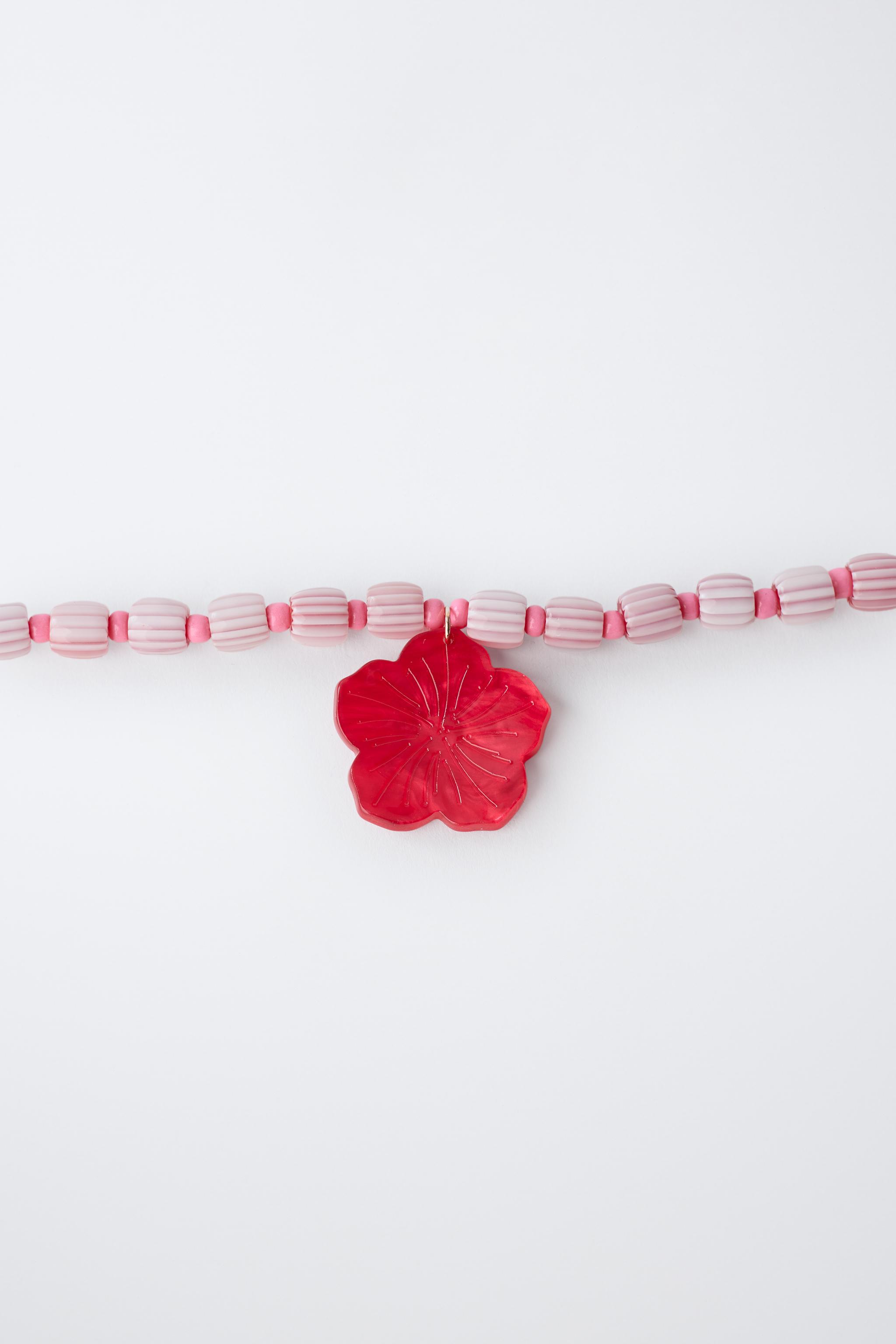 HIBISCUS BEADED NECKLACE - Fuchsia | ZARA Canada